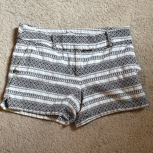 LOFT Black and White Geo-Print High Waist Shorts